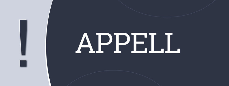 Appell (appeal) - A blue banner illustration with white text.
