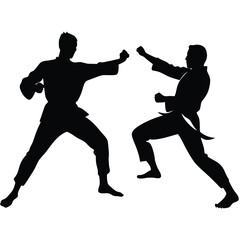 Hand Drawn Karate Silhouettes Collection