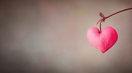 Obraz premium A pink heart dangles from a branch, forming a heart-shaped twig on another branch below it