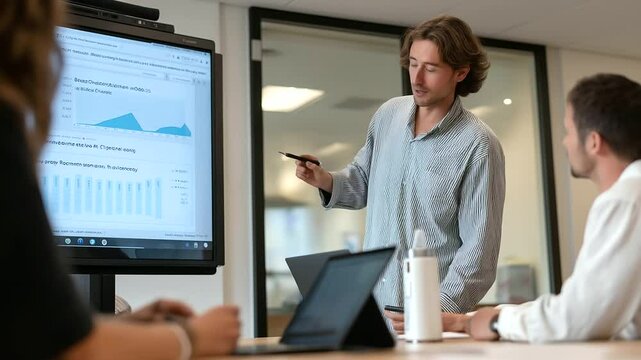 Engaging Team Member Presenting Data at Conference Event