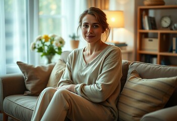 Relaxed homebody portrait in natural light