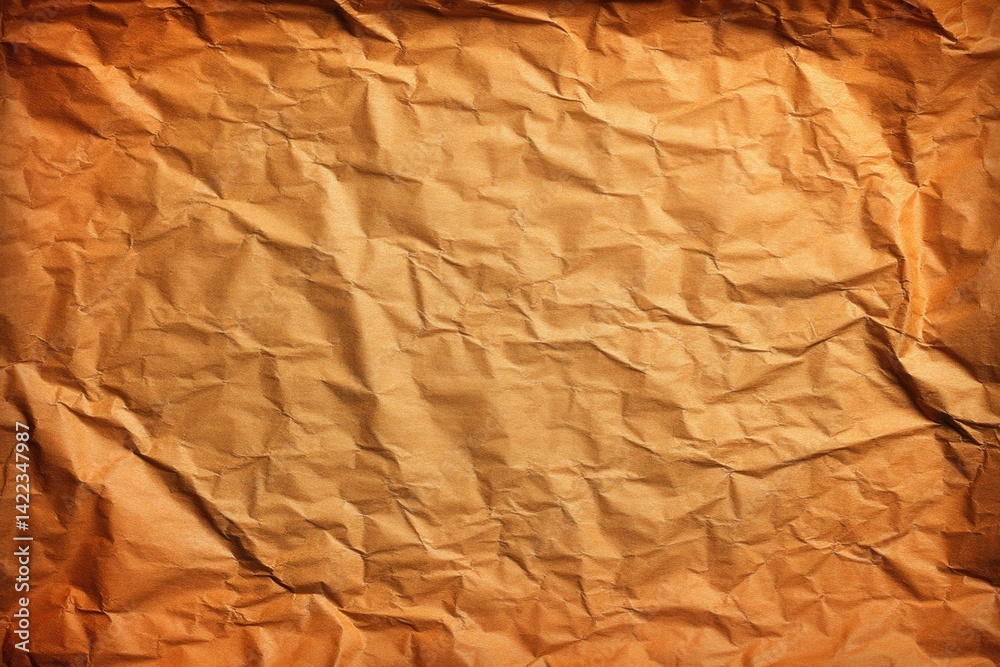 Poster textured brown paper surface with crumpled details creating an abstract pattern for backgrounds and 
