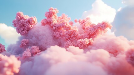 Fototapeta premium A pink cloud filled with pink flowers and pink clouds