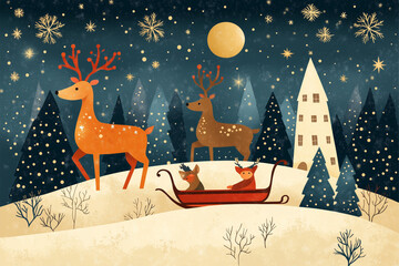 christmas greeting card with santa claus