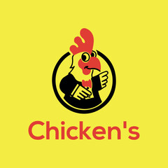 chicken shop cooking logo design vector