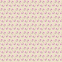 Fashion floral seamless pattern of branches watercolor delicate pink flowers drawn by hand on a beige background. Repeating pattern.