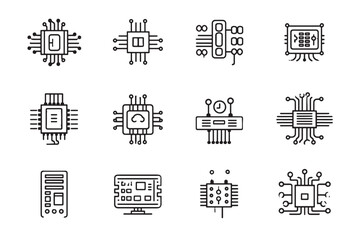 Fototapeta premium Circuit Board Minimalist 2D Line Art
