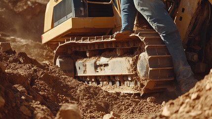 Bulldozer in Action on a Construction Site