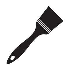 Black Paintbrush Silhouette Icon, Cartoon paintbrush or paintbrushes with brush stroke. paintbrush silhouette icon. Black grunge paint brush logo. Carpentry tools