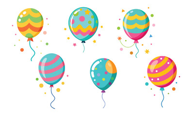Obraz premium Birthday Balloon Vector Collection with Elements,