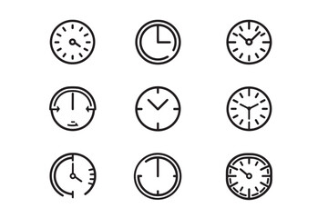 Abstract Clock Icon 2D Line Art