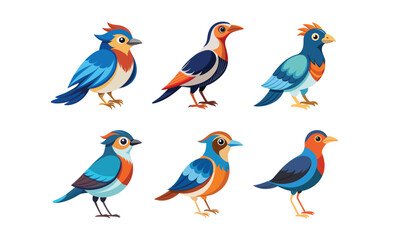 Obraz premium Colorful Birds collection isolated on white background,