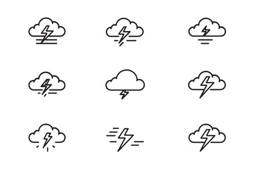 Cloud with Lightning line art icon