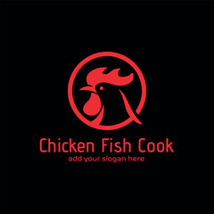 chicken fish restaurant logo design vector