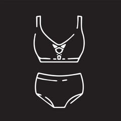 Swimwear Swimsuit Undergarment Underwear Icon Vector Art Illustration, Black and White Outline Design