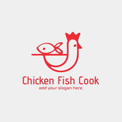 chicken fish restaurant logo design vector