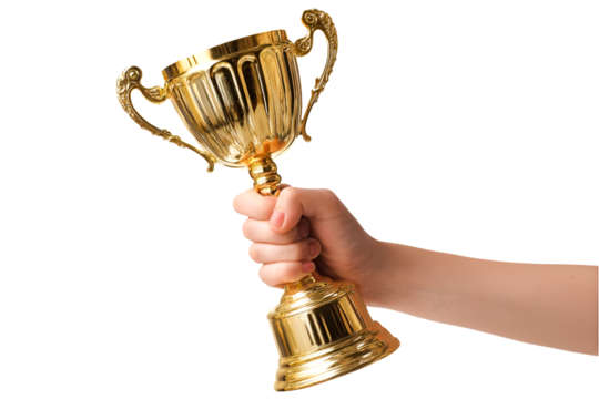 Golden Trophy Triumphant Victory Celebration Winning Prize Achievement Award Success