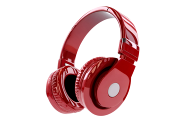 Vibrant Red Headphones Stylish Audio Experience Pure Sound Bliss