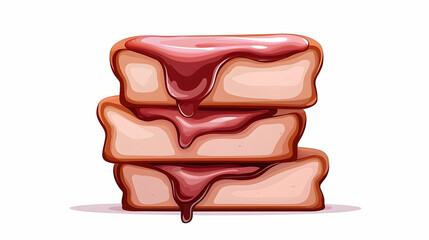 Stack of Three Pink Bread Slices with Red Jam Drizzle