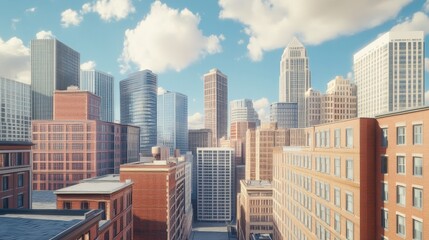 Fototapeta premium Boston downtown financial district and city skyline