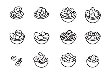 Cornflakes simple line art icon set