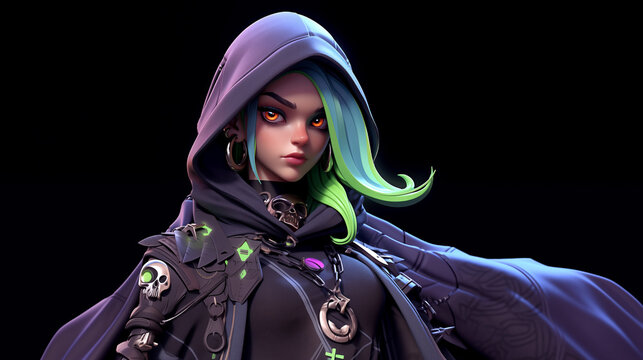 Video game character. Role-playing game illustration