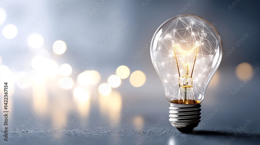 Fototapete Illuminated light bulb creating an artistic display of modern technology with glowing details and inspiration : Generative AI