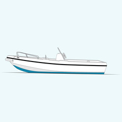 Boat Vector Line Art Illustration