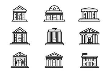 Courthouse minimalist 2D line art