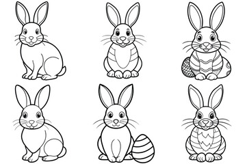 Fototapeta premium Easter bunny outline vector illustration isolated on white background.