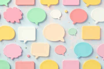 Seamless pastel speech bubble pattern, whimsical design, chat, pastel
