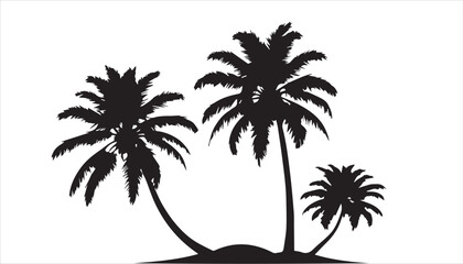 Tropical beach sunset silhouette of palm trees illustration