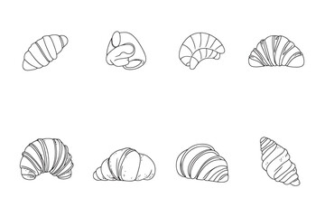 Simple Croissant vector line illustration