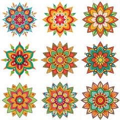 Rangoli patterns vector illustration isolated on white background.