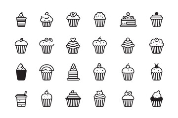 Simple Cupcake Icon with Clean Lines