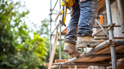 Construction Worker on Scaffolding