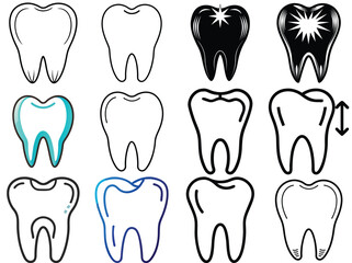 Tooth Icon silhouette vector illustration isolated on white background.