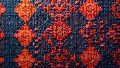 Intricate woven textile with repeating geometric shapes , artistic, abstract, backdrop