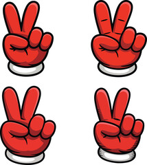 Fototapeta premium Cartoon Red Glove Peace Sign Clipart – Victory Hand Gesture Vector Design