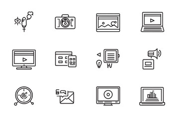 Modern Digital Advertising Icon in Outline