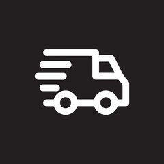 Courier Van Icon in Black and White Vector Art Delivery Van Illustration Outline Art