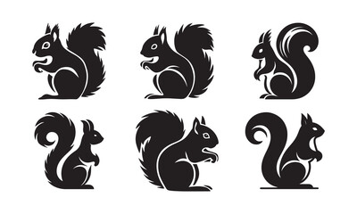 Squirrel Vector Clipart Bundle Set – Monochrome Animal Art © DesignerRN