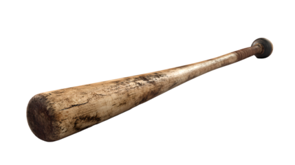 old wooden baseball bat on transparent background