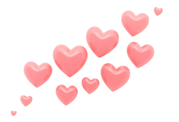 Cluster of Floating Hearts PNG Motion Style for Social Posts