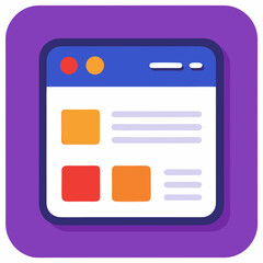 Flat Design Icon Representing Website Content Showcase And User Interface Elements