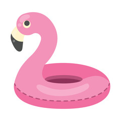 Inflatable flamingo. Swimming ring. Vector illustration