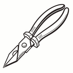 Hand Drawn Linesman Pliers Illustration Graphic Tool For Cutting And Gripping