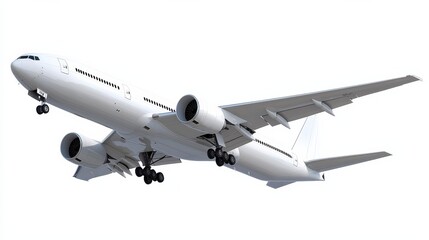 Commercial Jet Airplane Lifting Off on White Background, Aviation , Aircraft
