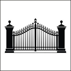 Silhouettes Set of Gate, Fence