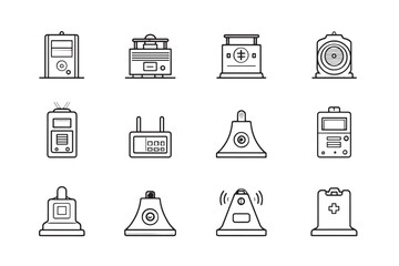 Emergency Siren Minimalist Icon 2D Line Art